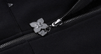 MEDM Cross Star Leather Patchwork Zip Up Hoodie