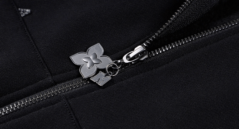 MEDM Cross Star Leather Patchwork Zip Up Hoodie
