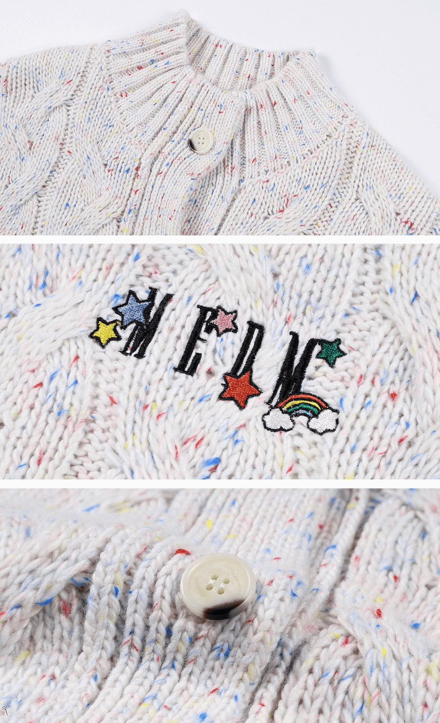 MEDM Speckled Cable Knit Cardigan