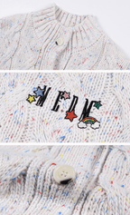 MEDM Speckled Cable Knit Cardigan