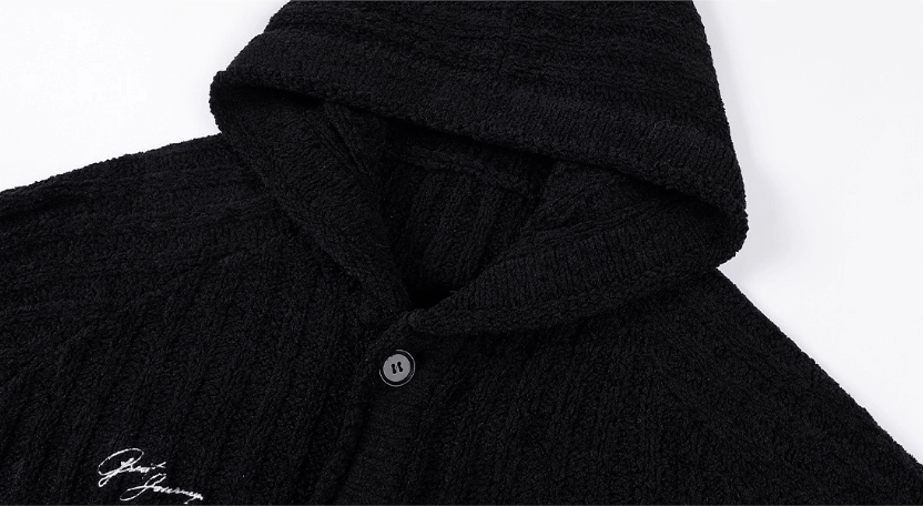 MEDM Stripe Knit Hooded Cardigan