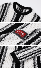 MEDM Multi Color Striped Open Knit Sweater