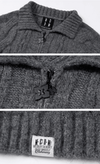 MEDM Cable Knit Half Zip Polo Sweater
