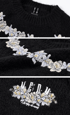MEDM Floral Embroidered Mohair Knit Sweater