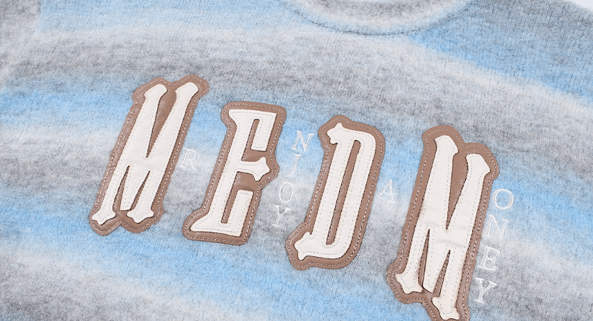 MEDM Logo Patch Rainbow Gradient Knit Sweater