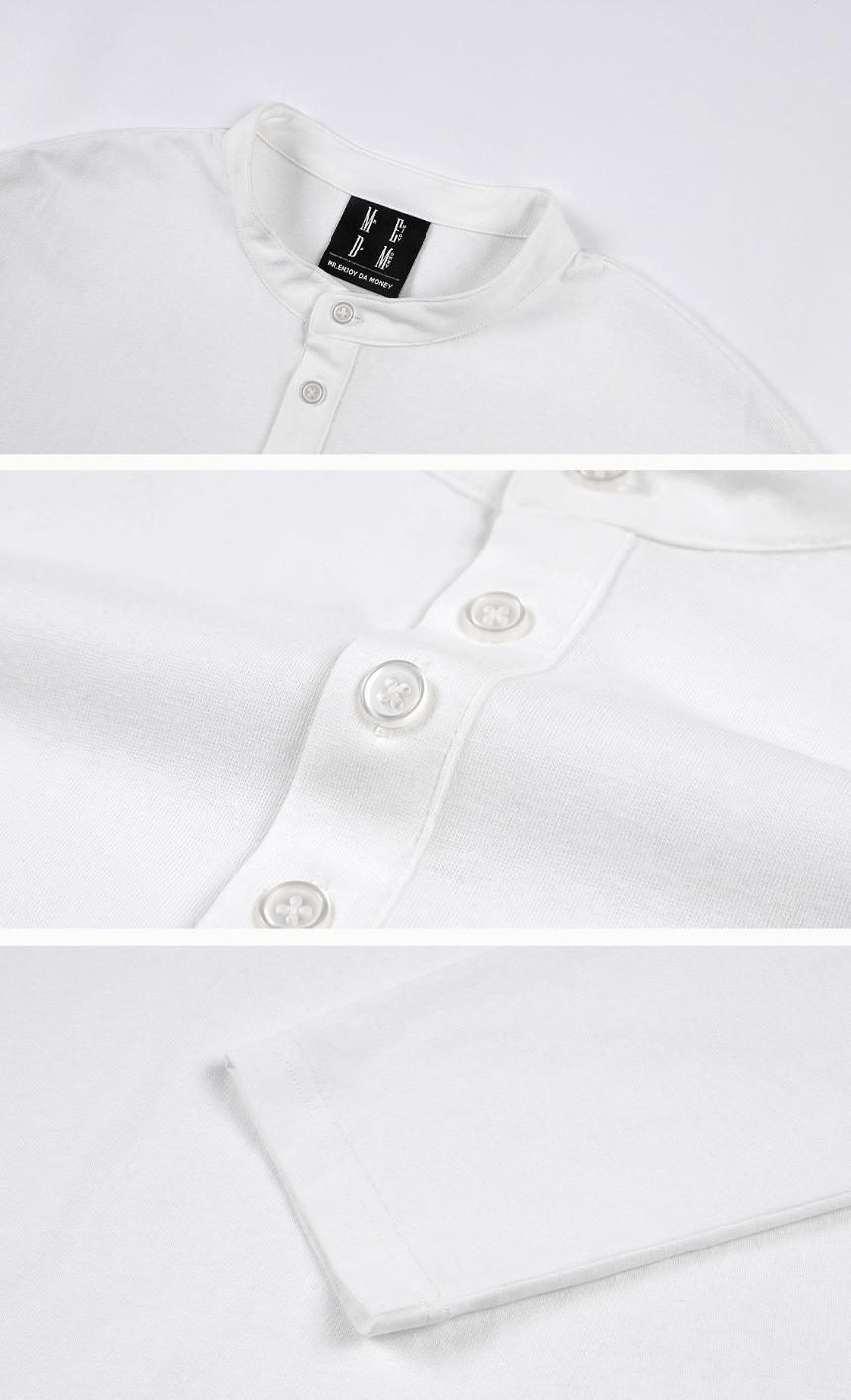 MEDM Rose Print Henley Long Sleeve Tee
