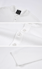 MEDM Rose Print Henley Long Sleeve Tee