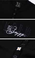 MEDM Flower Button Henley Long Sleeve Tee