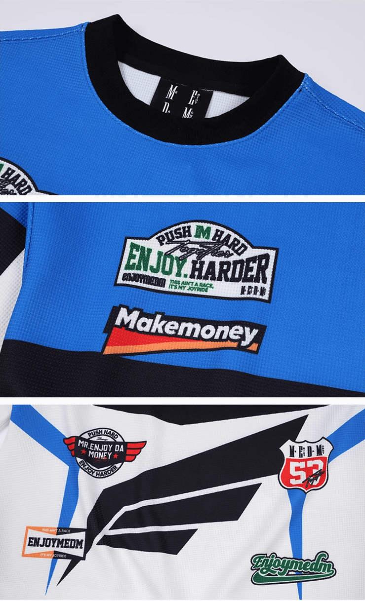 MEDM Biker Color Block Waffle Long Sleeve Jersey