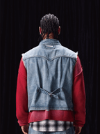 Labt Washed Denim Western Short Vest