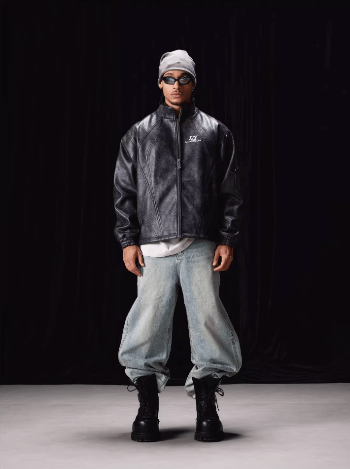 Labt PU Leather Structured Racing Jacket