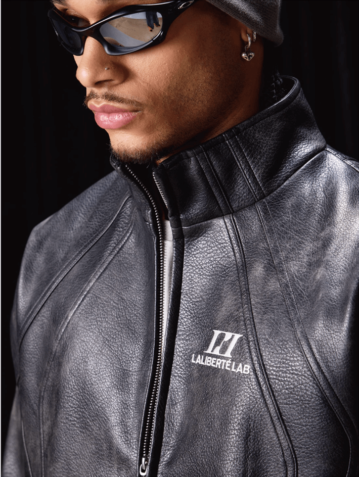 Labt PU Leather Structured Racing Jacket