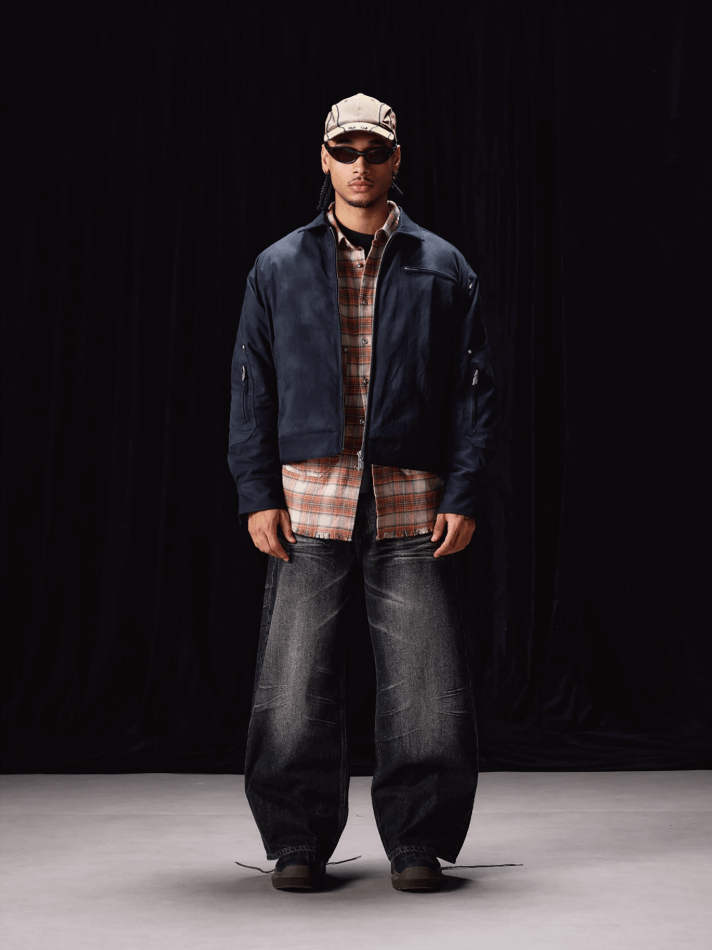 Labt Printed Vintage Effect Quilted Work Jacket