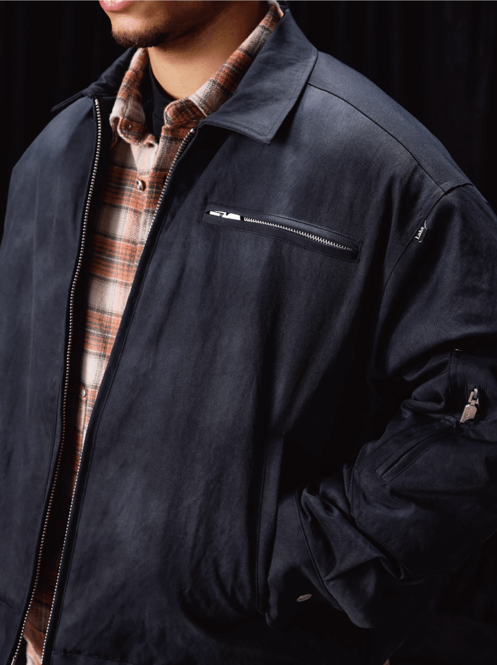 Labt Printed Vintage Effect Quilted Work Jacket