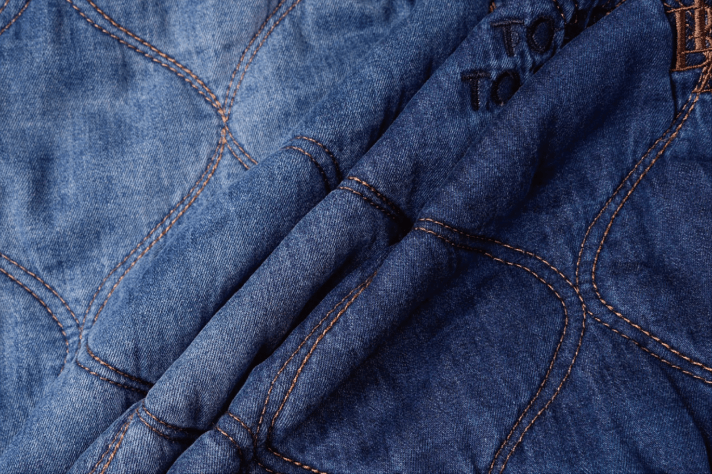 Labt Washed Denim Quilted Baseball Jacket