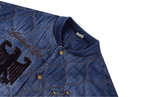 Labt Washed Denim Quilted Baseball Jacket