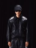 Labt Elephant Grain PU Leather Embroidered Patch Jacket