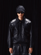 Labt Elephant Grain PU Leather Embroidered Patch Jacket