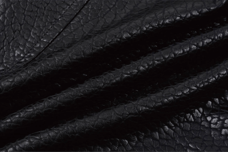 Labt Elephant Grain PU Leather Embroidered Patch Jacket