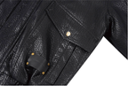 Labt Elephant Grain PU Leather Embroidered Patch Jacket