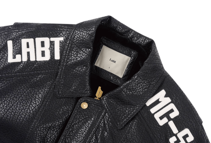 Labt Elephant Grain PU Leather Embroidered Patch Jacket