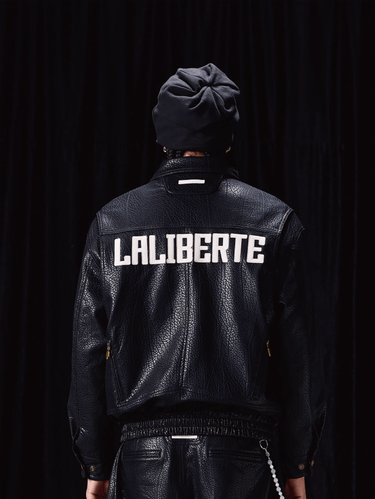 Labt Elephant Grain PU Leather Embroidered Patch Jacket