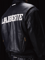 Labt Elephant Grain PU Leather Embroidered Patch Jacket