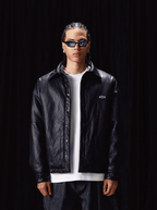 Labt Light Textured PU Leather Down Jacket