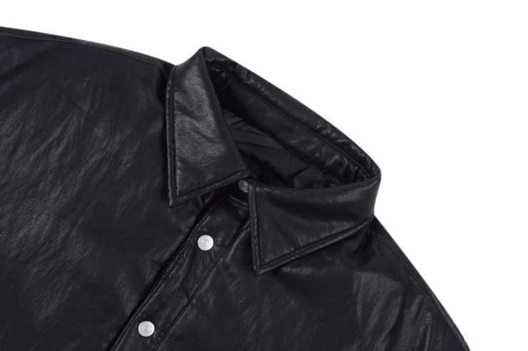Labt Light Textured PU Leather Down Jacket