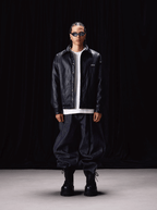 Labt Light Textured PU Leather Down Jacket