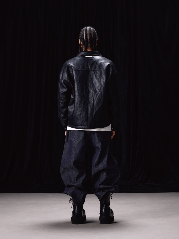 Labt Light Textured PU Leather Down Jacket