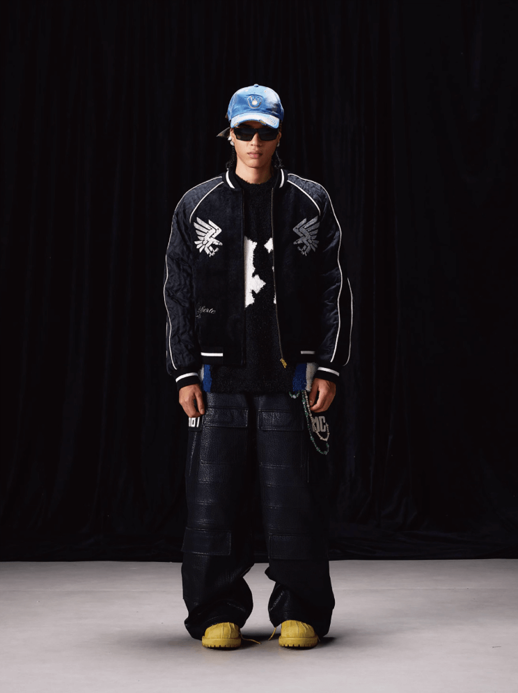 Labt Eagle Embroidered Velvet Feel Souvenir Jacket