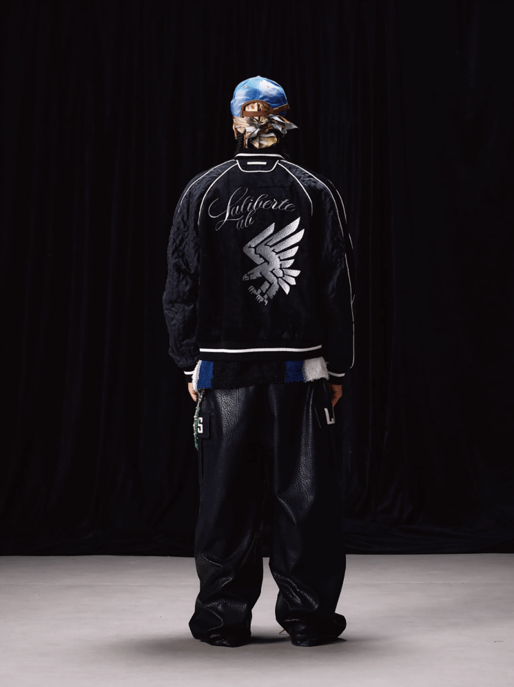 Labt Eagle Embroidered Velvet Feel Souvenir Jacket