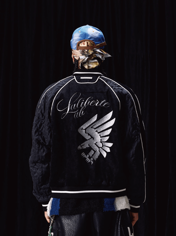 Labt Eagle Embroidered Velvet Feel Souvenir Jacket