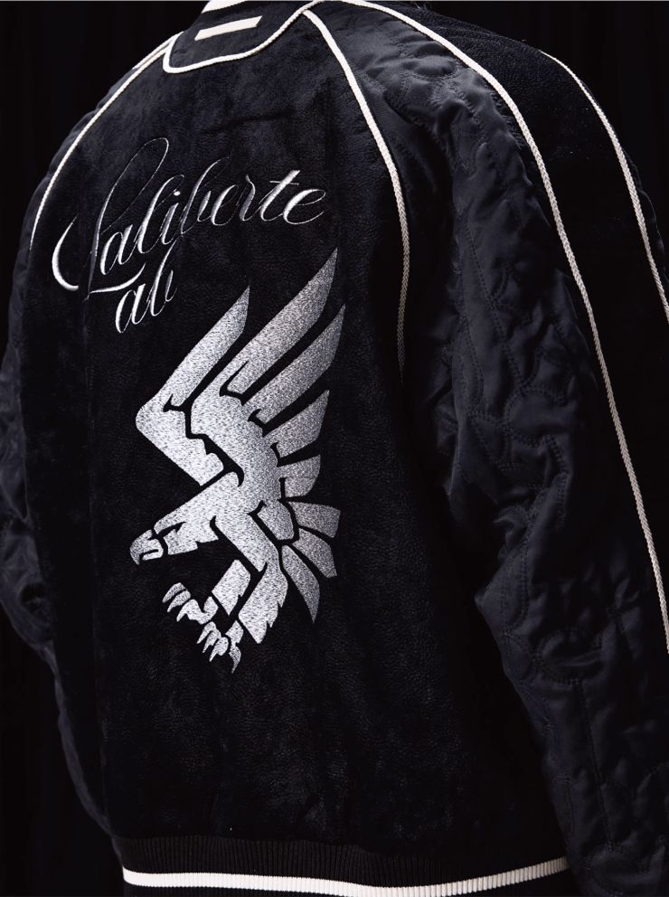 Labt Eagle Embroidered Velvet Feel Souvenir Jacket