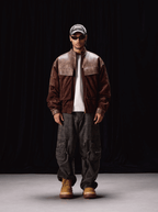 Labt PU Leather Suede Patchwork Pocket Jacket