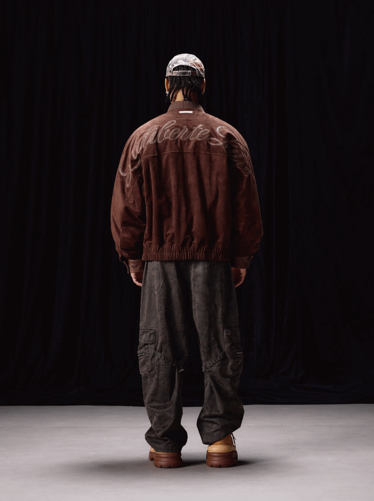 Labt PU Leather Suede Patchwork Pocket Jacket