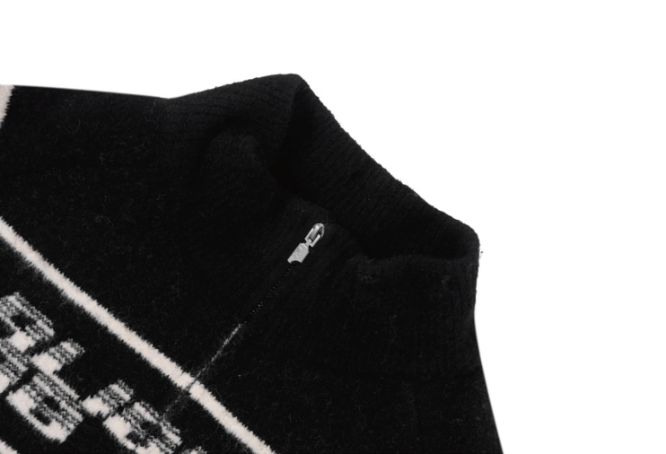Labt Striped Jacquard Knit Zip Up Jacket