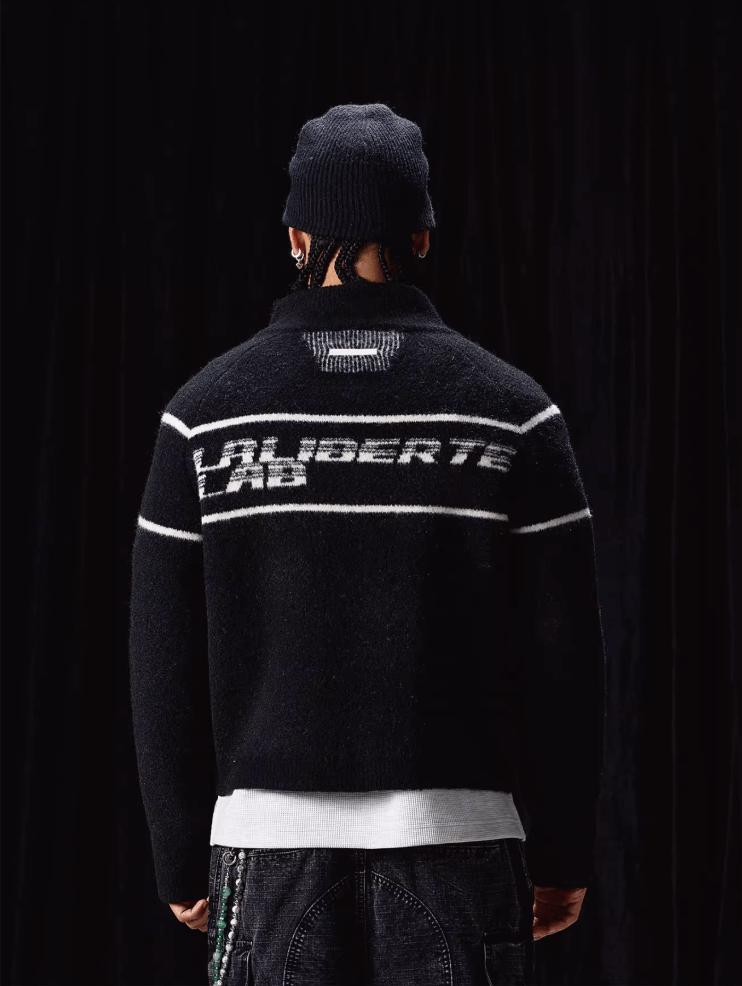 Labt Striped Jacquard Knit Zip Up Jacket