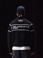 Labt Striped Jacquard Knit Zip Up Jacket