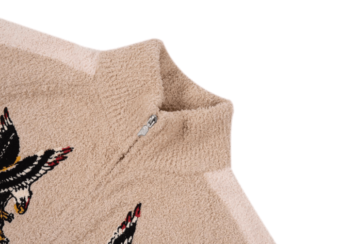 Labt Eagle Embroidered Sherpa Zip Up Jacket