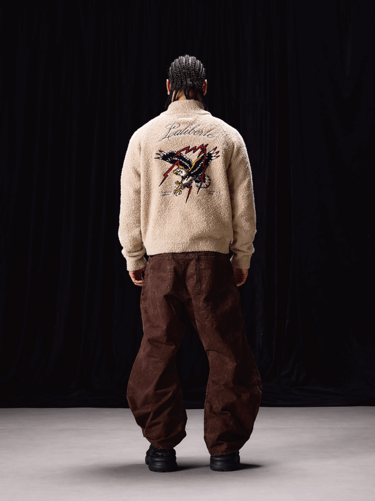 Labt Eagle Embroidered Sherpa Zip Up Jacket
