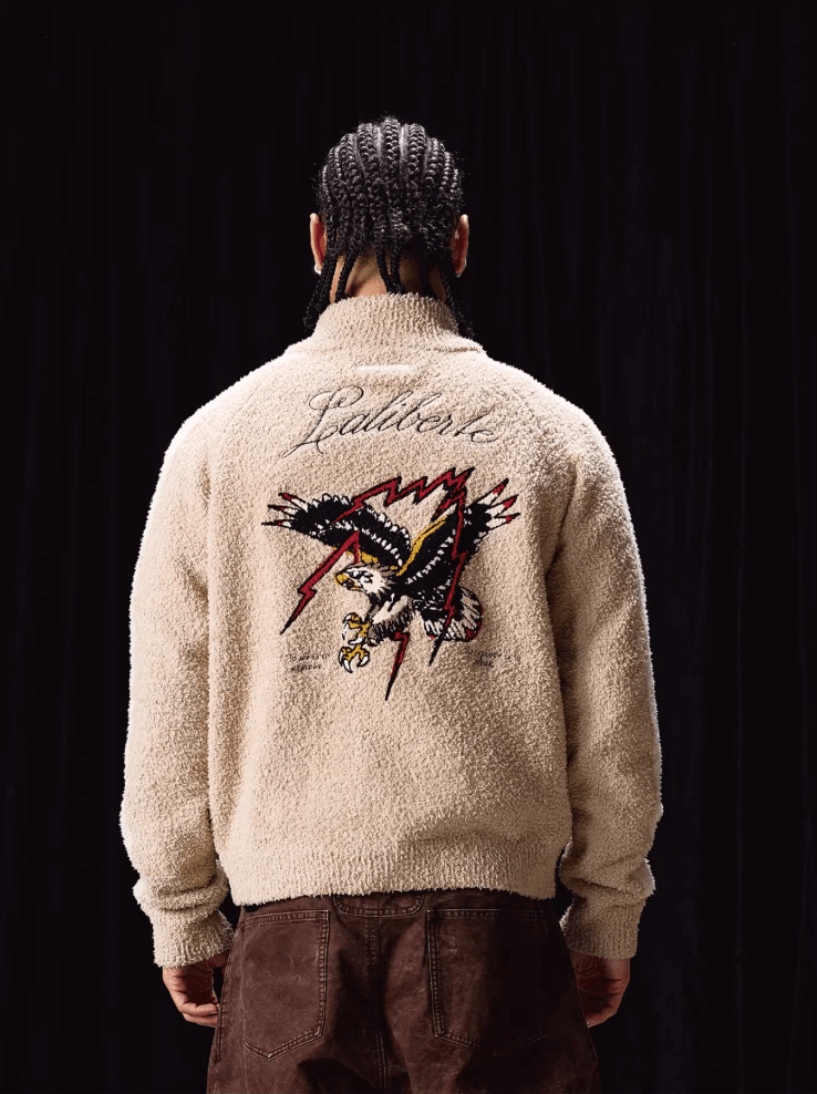 Labt Eagle Embroidered Sherpa Zip Up Jacket