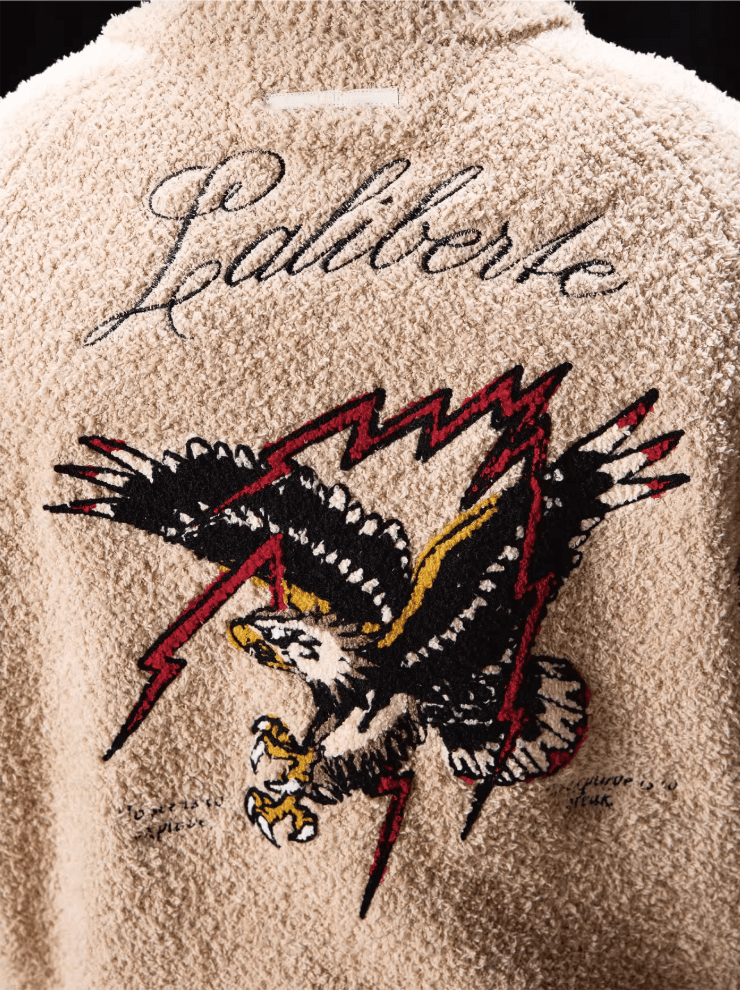 Labt Eagle Embroidered Sherpa Zip Up Jacket