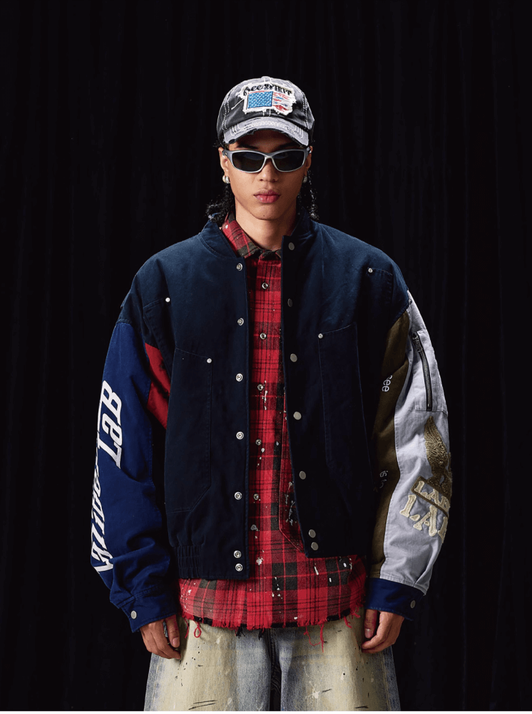 Labt Colorblock Patchwork Bomber Jacket