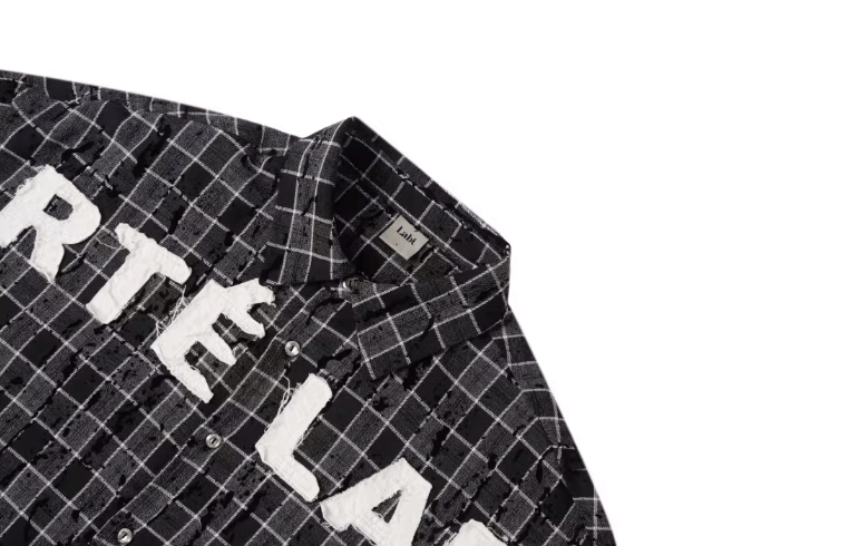 Labt Plaid Flannel Patch Embroidered Long Sleeve Shirt