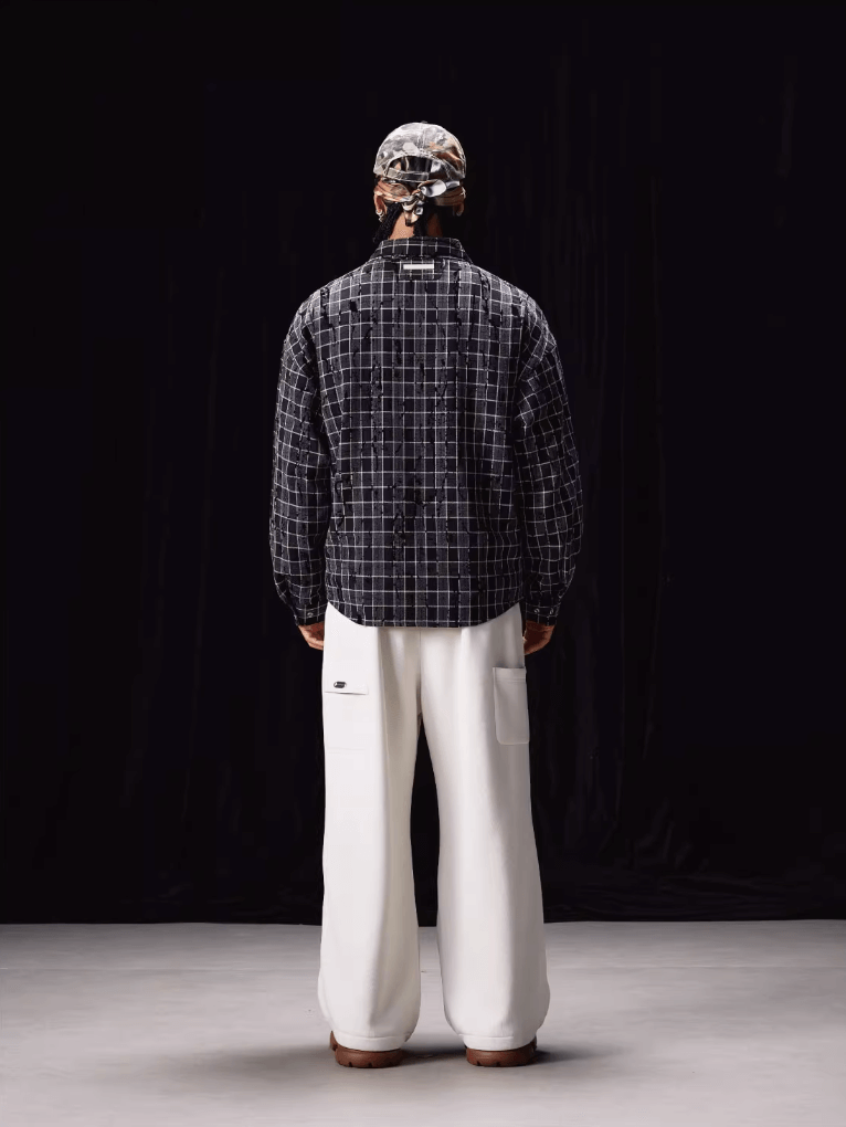 Labt Plaid Flannel Patch Embroidered Long Sleeve Shirt