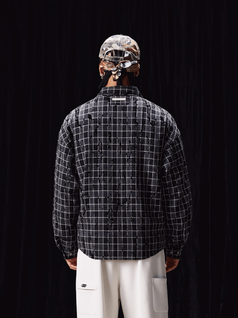 Labt Plaid Flannel Patch Embroidered Long Sleeve Shirt