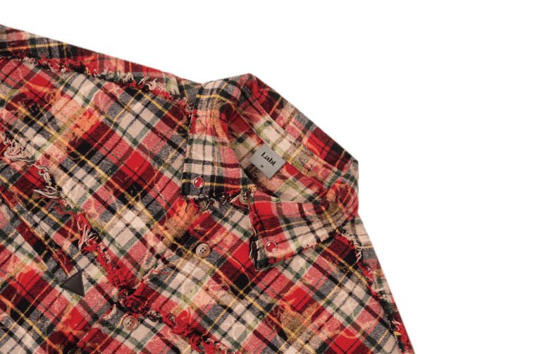 Labt Western Plaid Frayed Flannel Long Sleeve Shirt