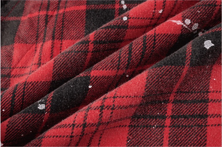 Labt Splash Ink Plaid Frayed Flannel Long Sleeve Shirt